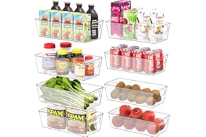 Simple Houseware 8 Pack Refrigerator Organizer Bins, Clear Storage Containers for Kitchen, Pantry, and Fridge