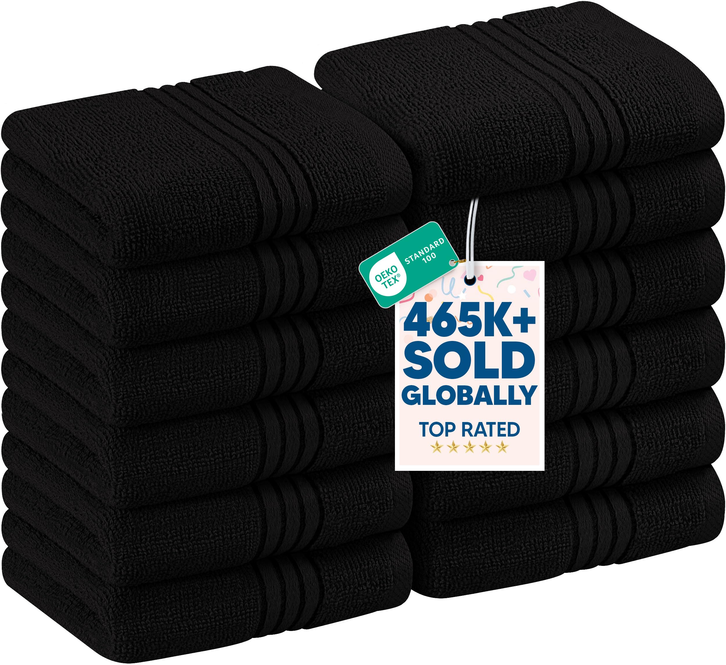 Utopia Towels - 12 Pack Luxury Wash Cloths Set (30 x 30 CM) 100% Cotton Ring Spun, Highly Absorbent and Soft Feel Washcloths for Bathroom, Spa, Gym, and Face Towel (Black)