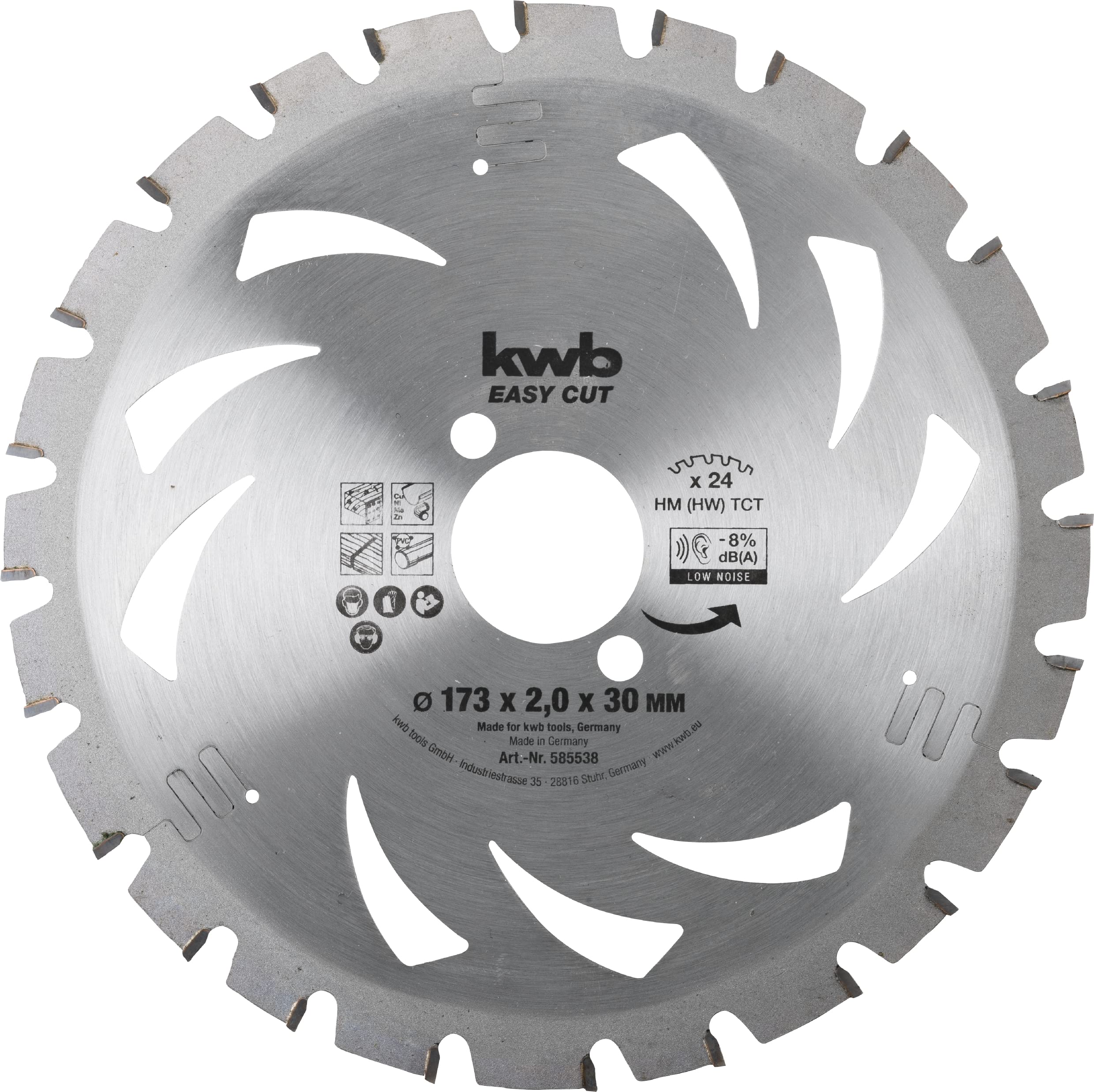 kwb 173mm Circular Saw Blade for Effortless Cutting, Made in Germany, Ideal for Cordless Tools, Wood, Metal, and Plastics