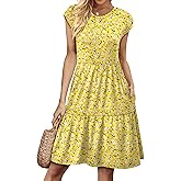 WIHOLL Summer Dresses for Women 2026 Cap Sleeve Casual Sundresses Floral Tiered Swing Fashion Beach Vacation Dress