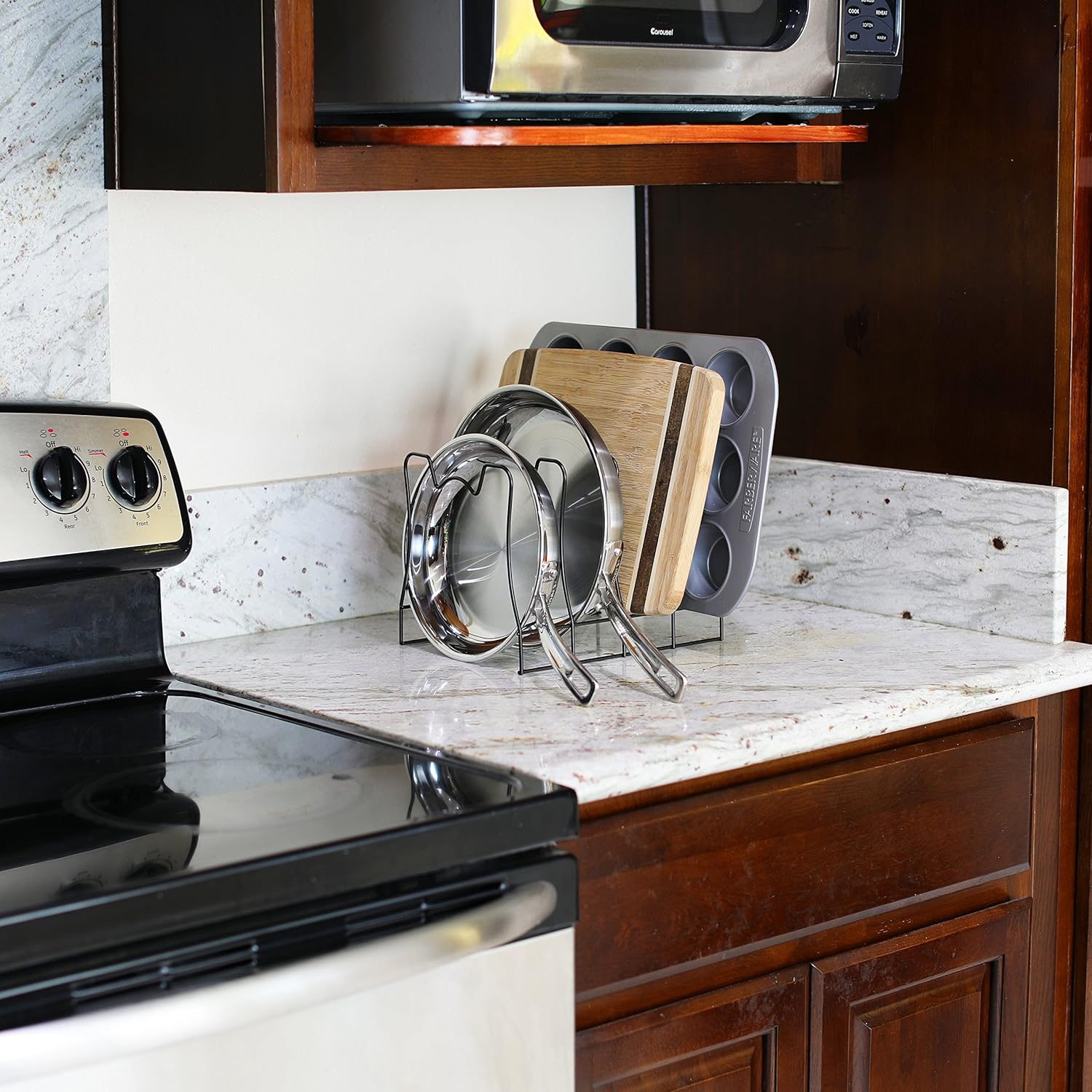 Simple Houseware SimpleHouseware Kitchen Pot Lid Rack Holder Organizer, Bronze: Kitchen & Dining