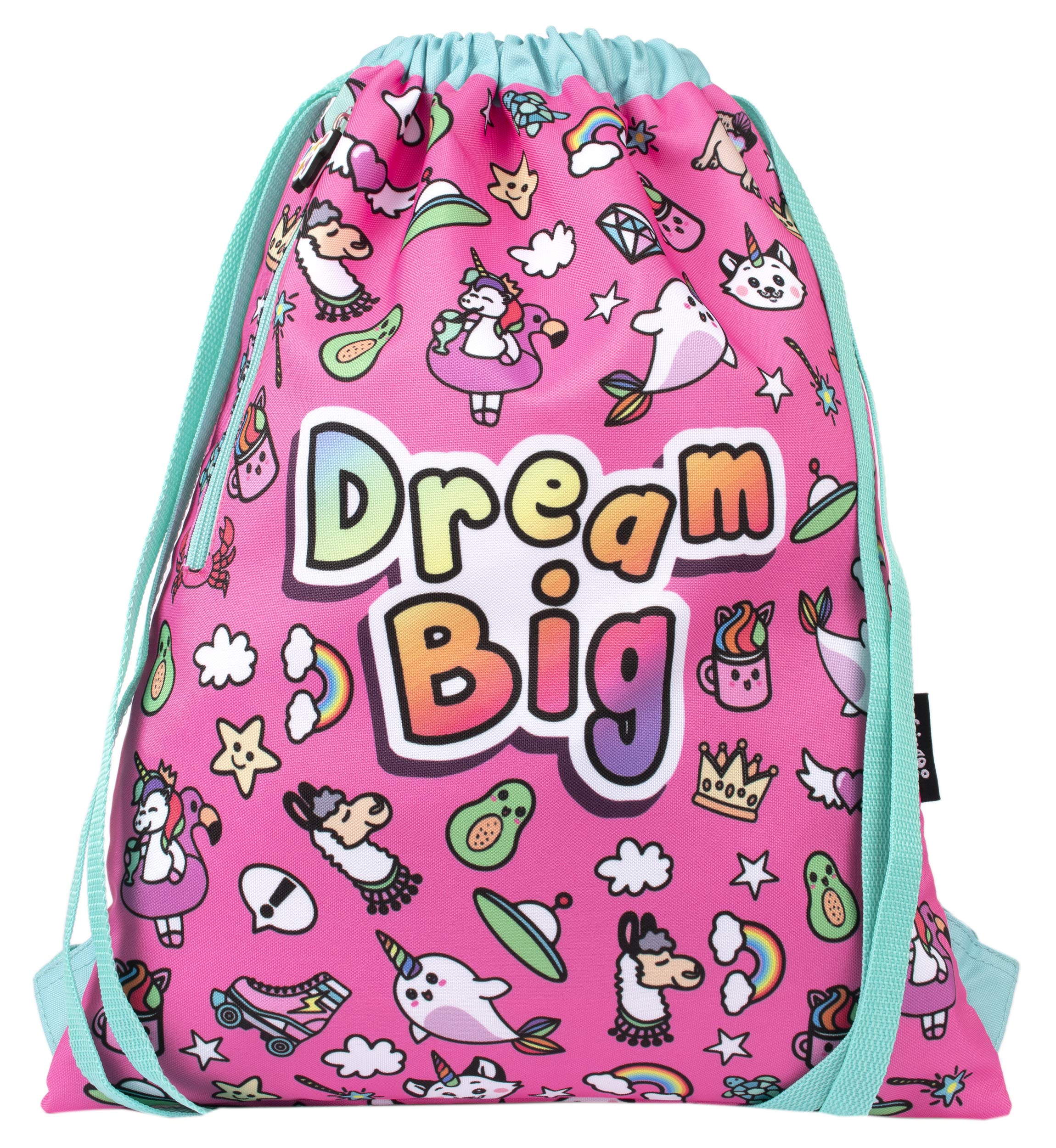 Fringoo - Kids Drawstring Bag | Perfect School, PE Kit, Swimming or Sports Kit Bag | Includes 1.5cm Straps for Comfort - Dream Big