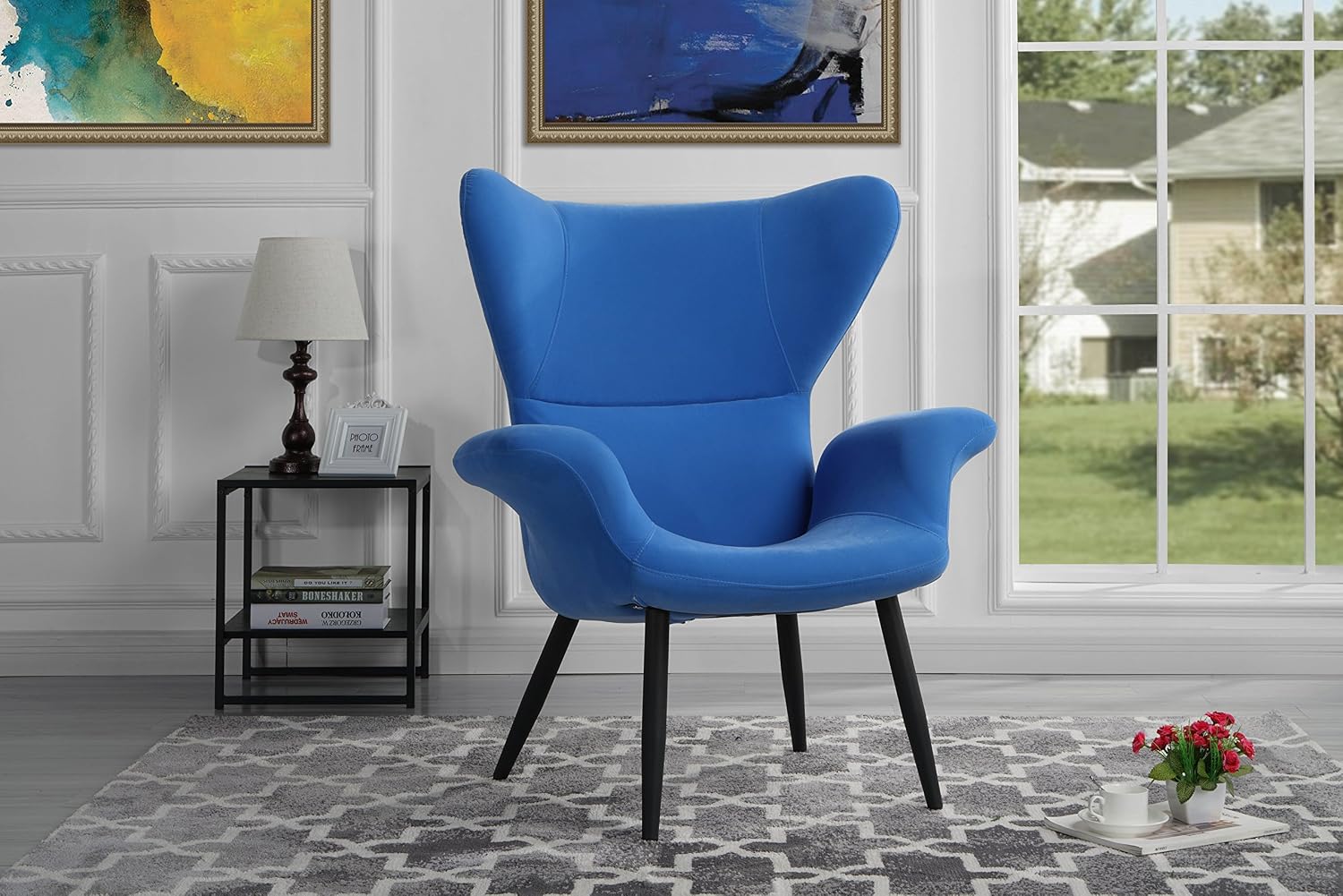Sky Blue Divano Roma Furniture Arm29 Vv Modern Velvet Accent Chair Chaise Lounges