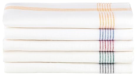 Kracht 3er Pack Geschirrtücher / Gläsertücher 100% Leinen Reinleinen 50x70 Rahmen 2-263-10 weiß / rot