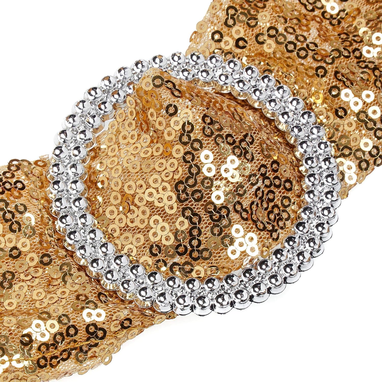 Weddecor Stretch Chair Bands Sequin Spandex Band with Slider Buckle for Wedding Party Chair Decoration Events Supplies - Image 4
