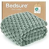 Bedsure Sage Green Throw Blanket for Couch - 350GSM Fluffy Plush Bubble Blanket for Bed Home Room Decor, GentleSoft Cute Fleece Soft Cozy Gifts for Women Girls, 50x60 Inches