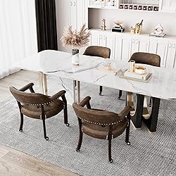 JESONVID Set of 4 Dining Leather Chairs with