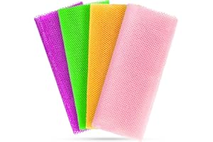 SPIRALSCGV African Net Sponge for Deep Exfoliation – 4 Pieces African Net Sponge Authentic, Exfoliating Washcloth, Long-Lasting African Exfoliating Net for Smooth Skin & Cleansing(Purple, Pink, Green, Orange)