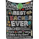 Huglanket Teacher Appreciation Gifts for Women Men, Flannel Blanket Throws with Message for All Teachers, Birthday, Christmas, Retirement, 50"x 65", Blackboard Design