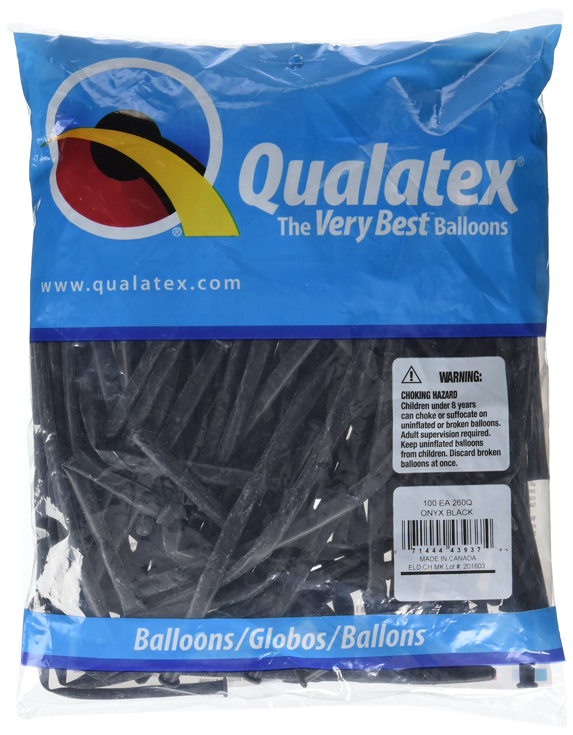 Qualatex 43937 260QONYX BLACK 100CT Modelling or Twisting Balloons โ image 1