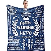 Henazin Get Well Gifts for Men Blanket 50"X60", Get Well Soon Gifts for Men After Surgery, Inspirational/Motivational Gift for Man Dad Husband, Thinking of You Gift, Comfort Blankets for Healing Blue