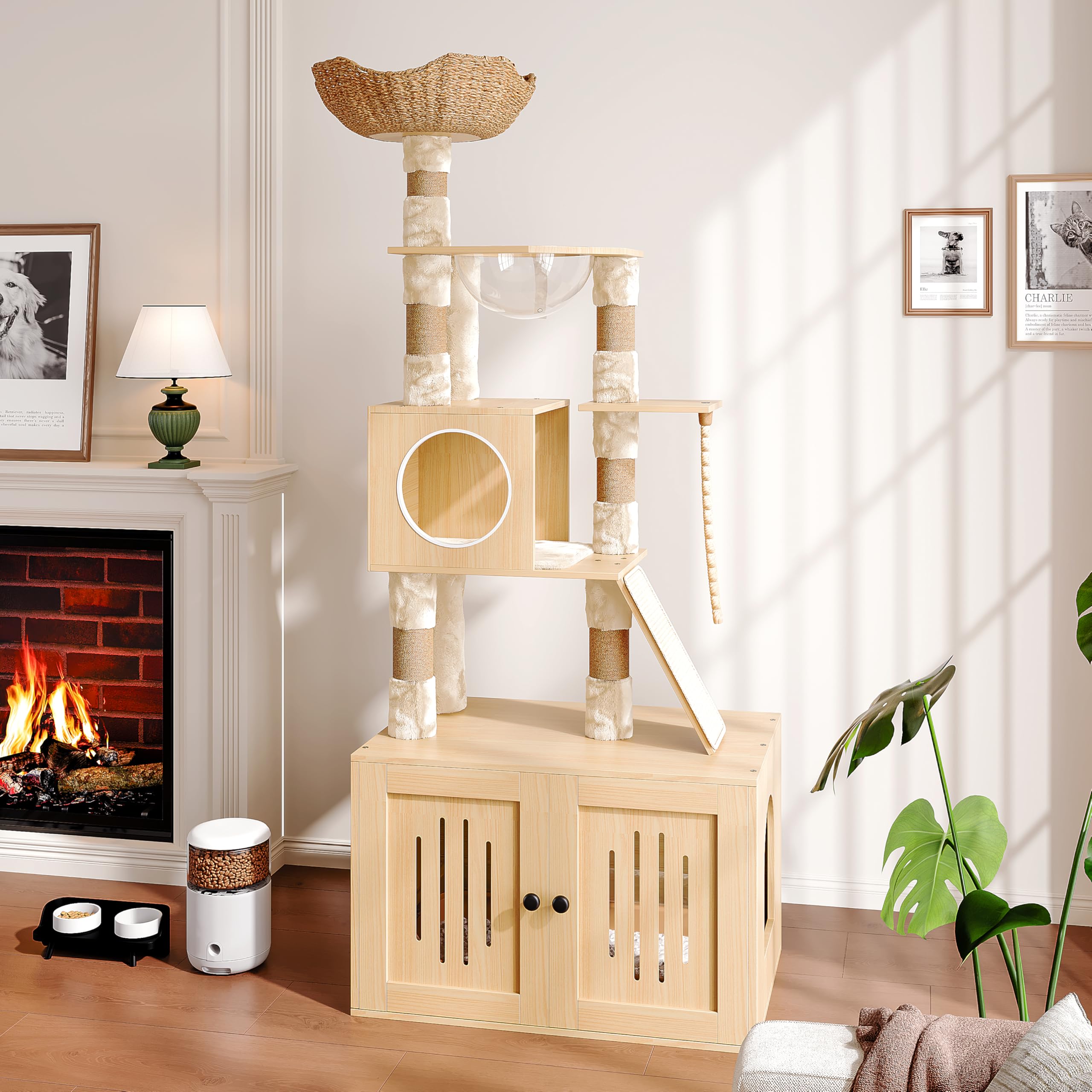 Photo 1 of ***DAMAGED, SEE PHOTOS***
Cat Tree, 66.9-Inch Cat Tower with Litter Box Enclosure, Large Condo with Food Station, Storage, Scratching Posts, Hammock, Washable Cushions