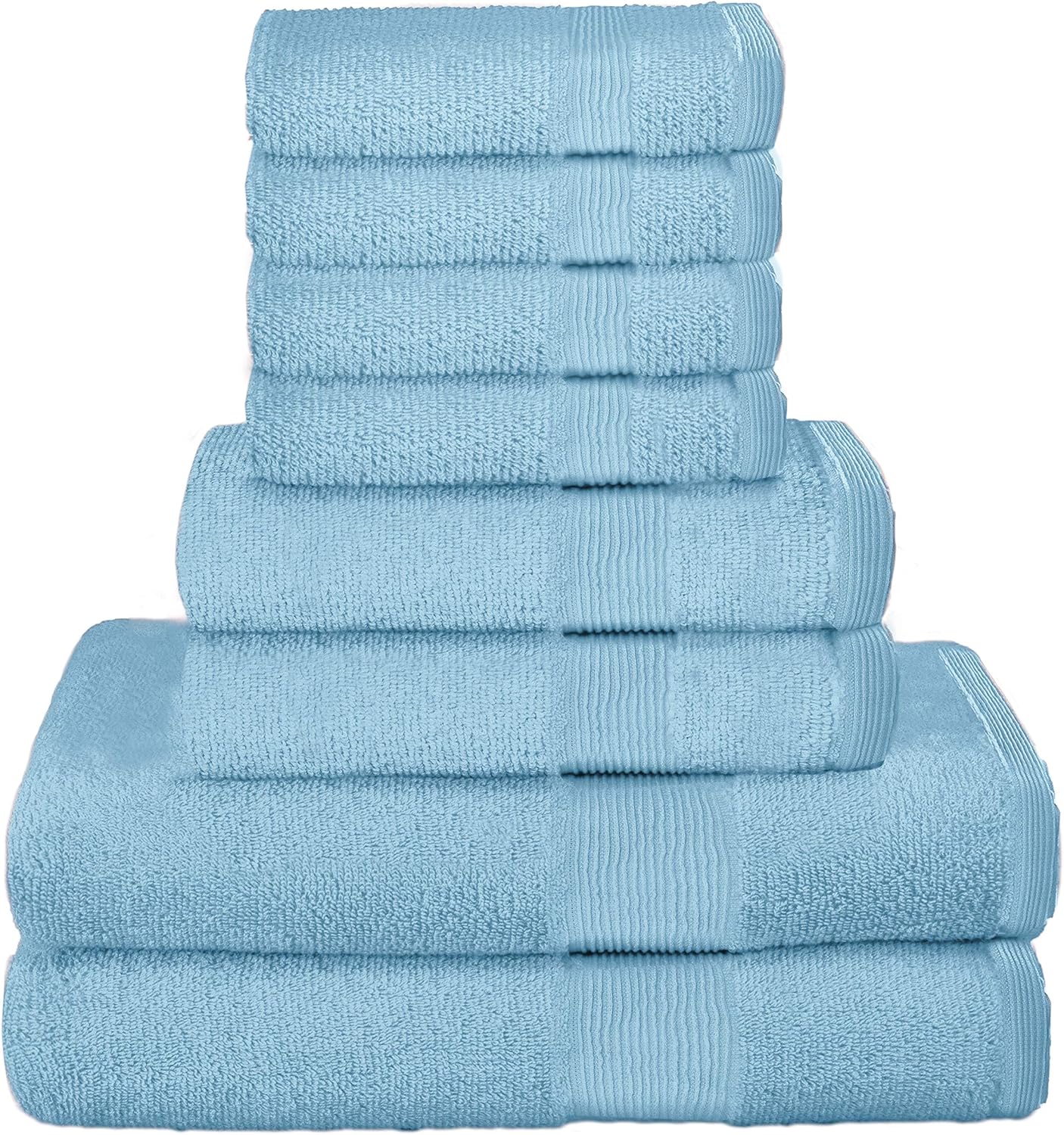 Elvana Home 8 Piece Towel Set 100% Ring Spun Cotton, 2 Bath Towels 27x54, 2 Hand Towels 16x28 and 4 Washcloths 13x13 - Ultra Soft Highly Absorbent Machine Washable Hotel Spa Quality - Black: Kitchen & Dining