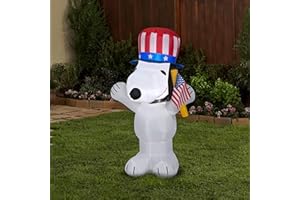 Gemmy Airblown Inflatable Patriotic Snoopy, 3.5 ft Tall, White