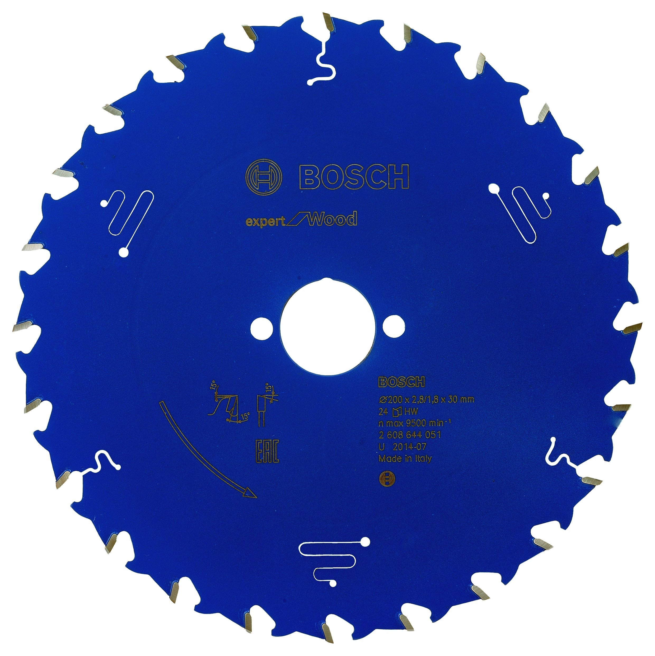 Bosch 2608644051 EXWOH 24 Tooth Top Precision Circular Saw Blade, 0 V, Blue