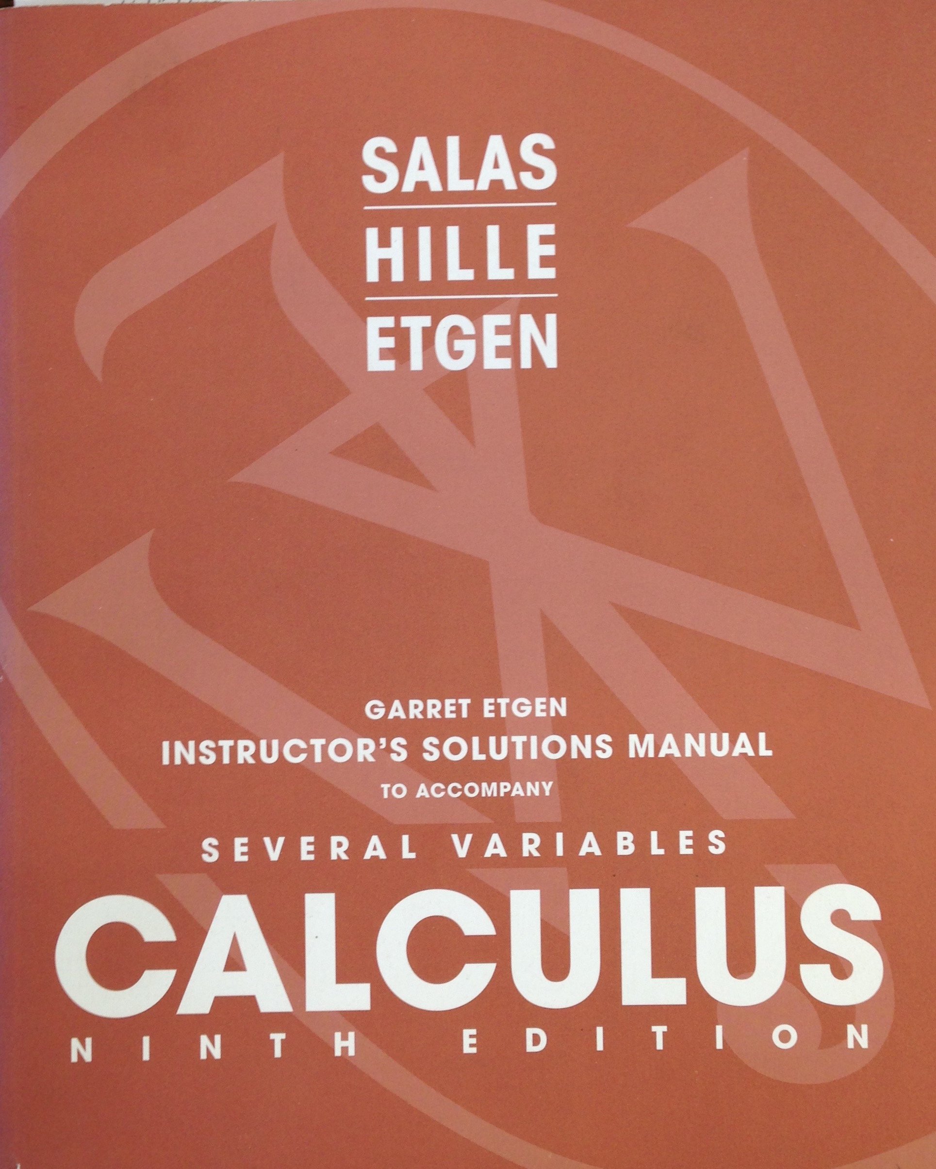Calculus. Several Variables. Ninth Edition: Amazon.de: Saturnino Salas,  Einar Hille Garret Etgen: Bücher