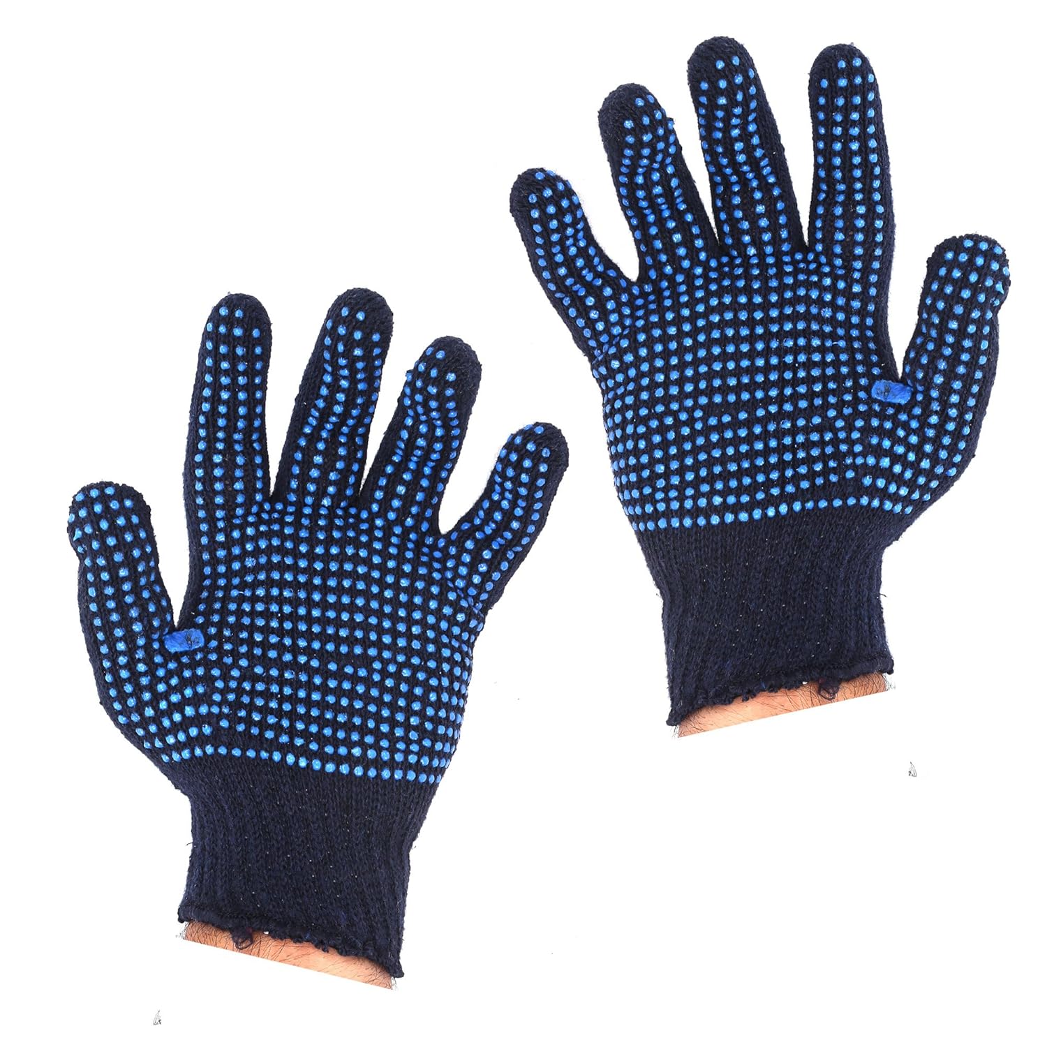 Earthfy Cotton Polyester Mens Work Gloves with PVCDotted String Knit