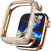 BAIHUIAM Bling Cases Compatible with Apple Watch 40mm SE/Series 6 5 4, Stainless Metal Protective Case with Sparkling Rhinestones Diamond Bezel Cover Case for Women Girl, Rose Gold