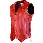 Deckra Classic Men's Genuine Leather Vest - Timeless Style Laceup Motorcycle Riding Biker Vest Club