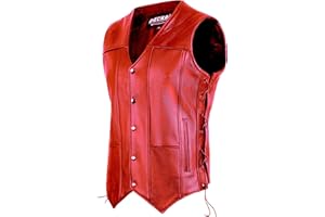 Deckra Classic Men's Genuine Leather Vest - Timeless Style Laceup Motorcycle Riding Biker Vest Club