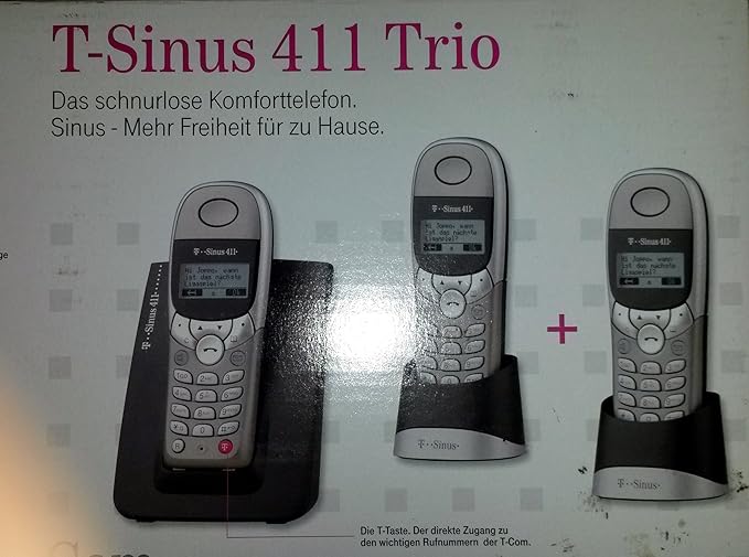 Telefon Set Mit 3 Mobilteilen Test Telekom T-Sinus 411 Trio, SET analoges DECT Telefon mit 3 Mobilteilen