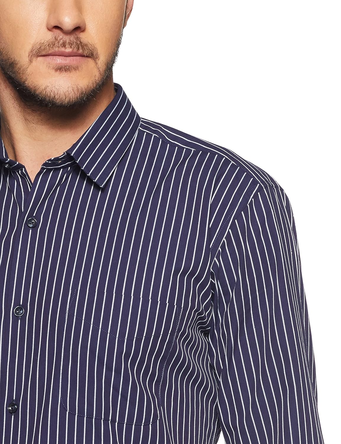 peter england men's striped regular fit formal shirt