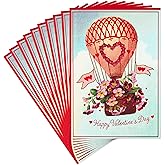 Hallmark Pack of Valentines Day Cards, Vintage Hot Air Balloon (10 Valentines Day Cards with Envelopes)