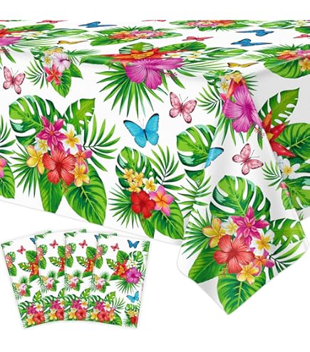 Breling 100ft Hawaiian Luau Tablecloth Roll — 54" Wide Disposable Plastic Table Cover | Waterproof Party Decor - View #8