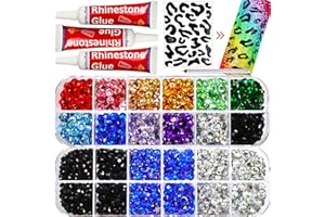 WORTHOFBEST Rhinestone Glue Clear with Rhinestones for Crafts, Flatback Crystal Gems Bling Bedazzler kit with All-Purpose Adhesive Glue, Rinestones for Tumblers Shoes Clothes Plastic Glass Metal Nails Cup, Black
