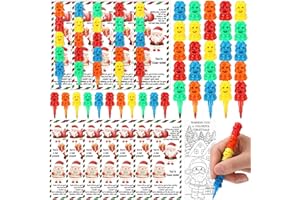Sayglossy 24 Sets Christmas Santa Claus Crayons Party Favors 4 Colors Xmas Stacking Crayons with Double Sided Coloring Postcard Christmas Party Gifts Prize Bulk for Holiday Goodie Bag Stuffers