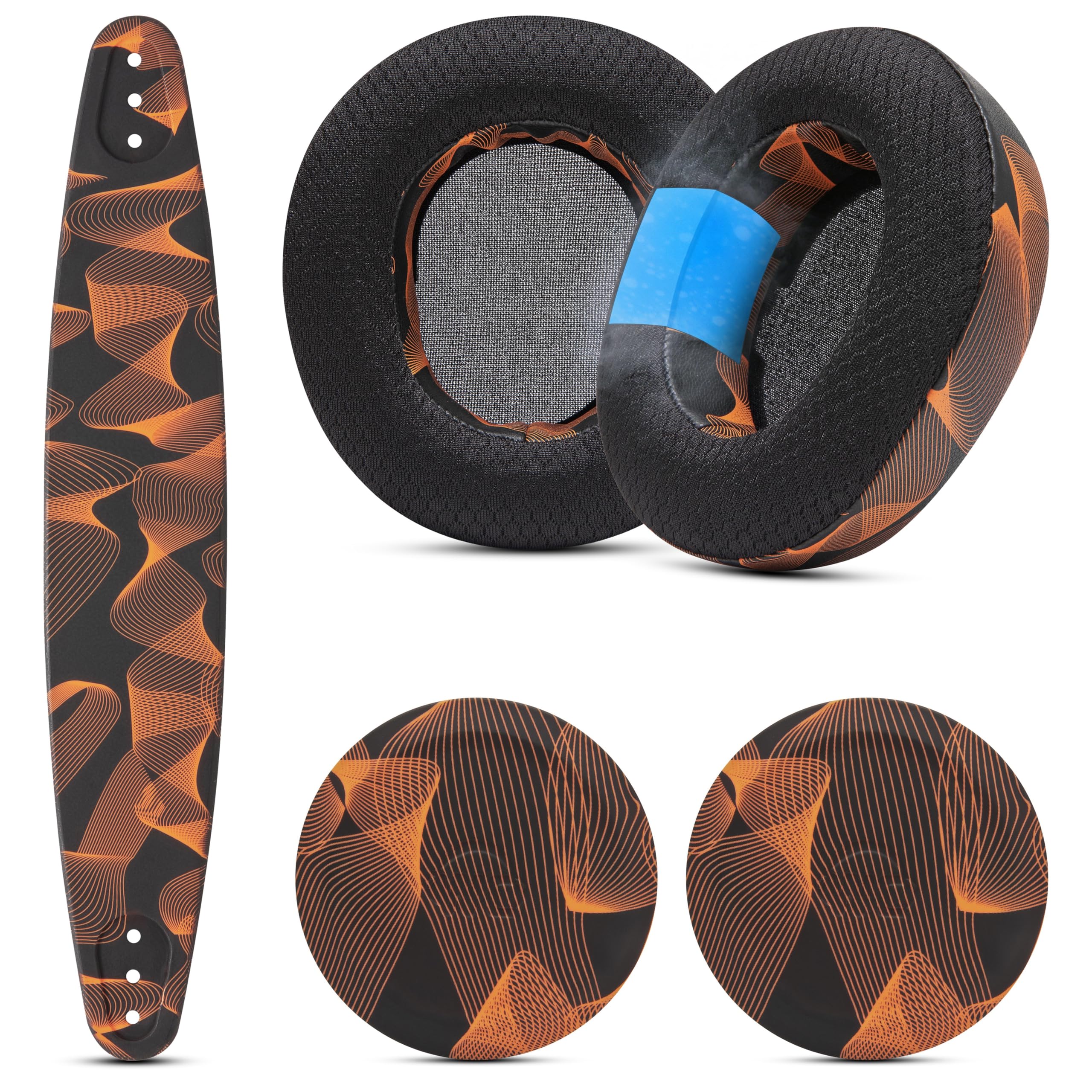 WC Mod Kit Nova Pro Wireless, Pro Omni, & Elite - Cooling Gel Earpads, Silicone Headband, & Side Plates for Arctis Nova Pro Wireless, Nova Elite & Nova Pro Omni by Wicked Cushions | Kinetic Wave