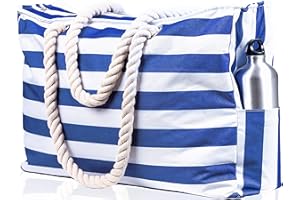 SHYLERO Beach Bag and Pool Bag. Has Airtight Pouch, Ton of Pockets. Beach Tote is Zippered, Water Resistant. Family Size