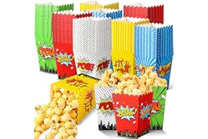 MotiMind 100 Pcs Hero Popcorn Mini Box Hero Popcorn Containers Bulk Snack Treat Buckets Snack Candy Box for Movie Night Birthday Party Supplies