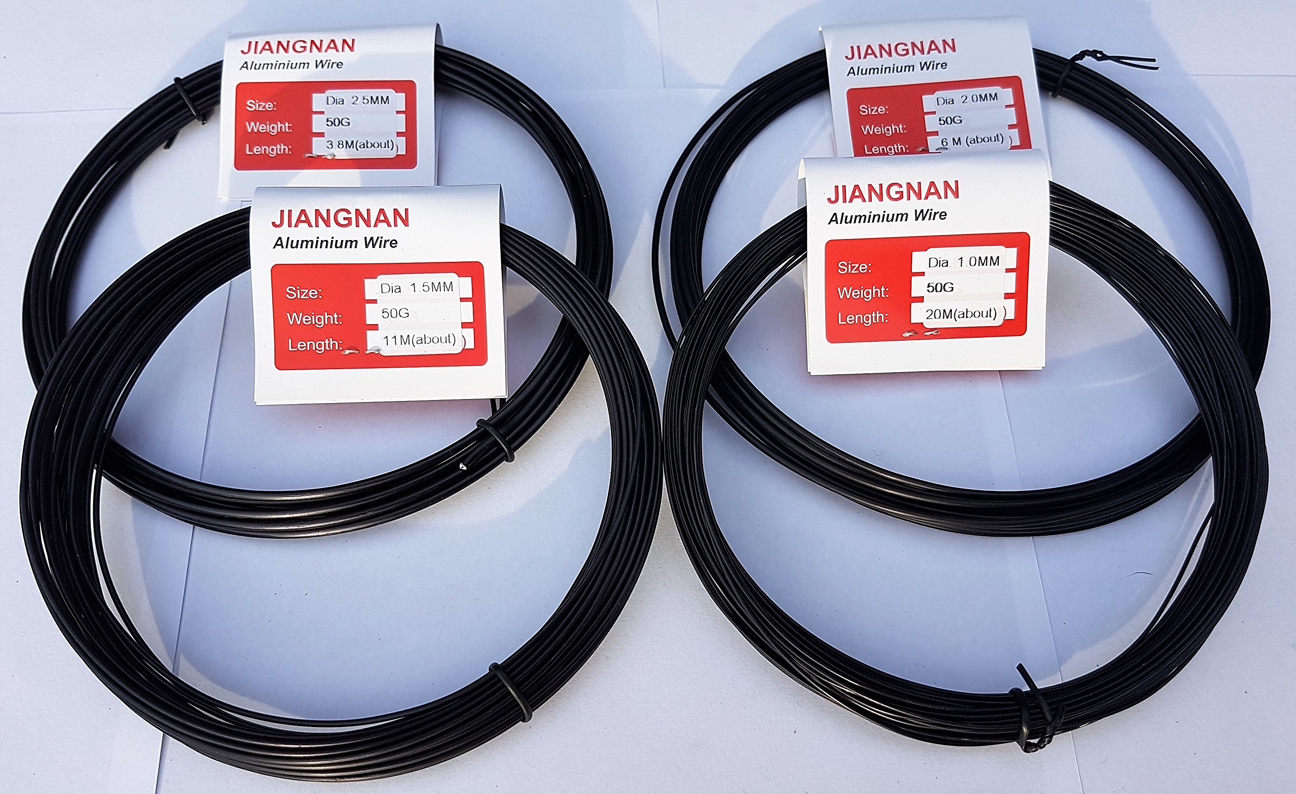 4 x 50g Aluminum, Professional, Bonsai Training Wire (Dark Brown/Black, 4 x 50g)