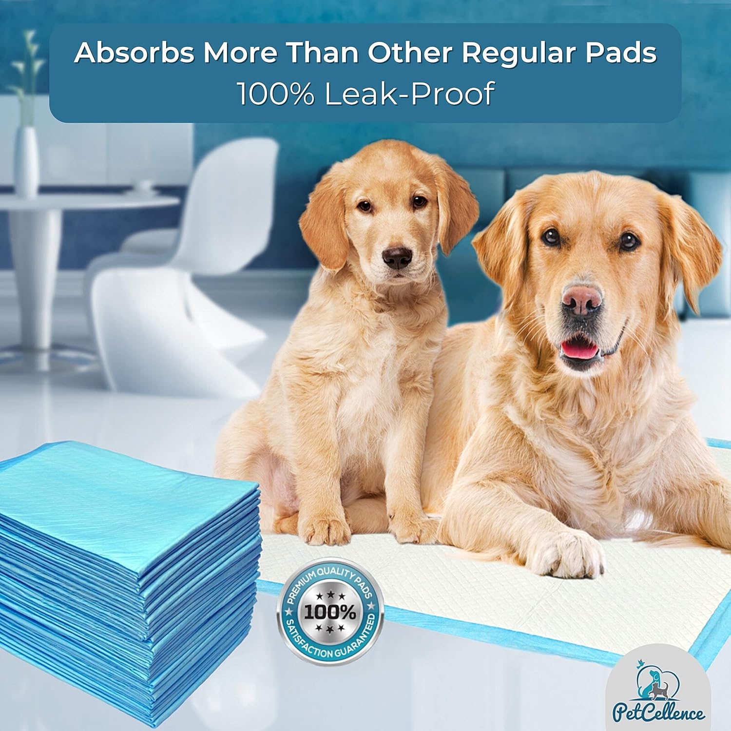 PetCellence Puppy Training Pads 100 Pack, Large 60 x 60cm Super Absorbent Dog Pads - Image 3