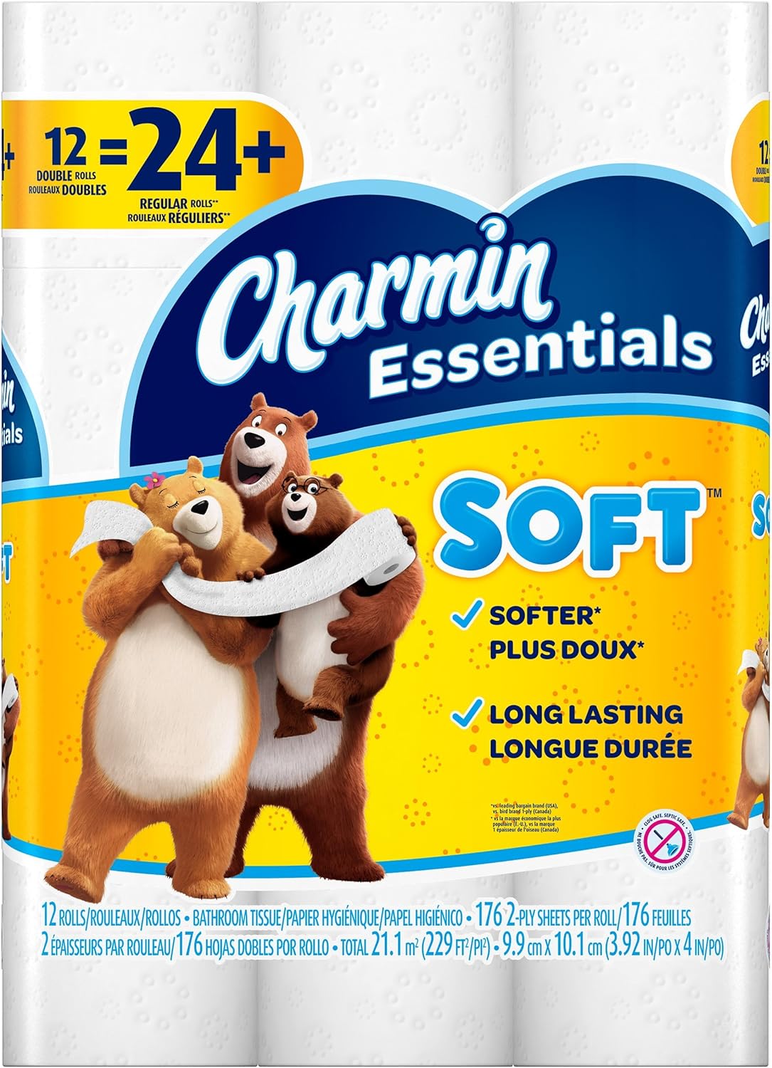 Charmin Essentials Soft Essentials 12 Double Rolls = 24 Regular Rolls: Health & Personal Care
