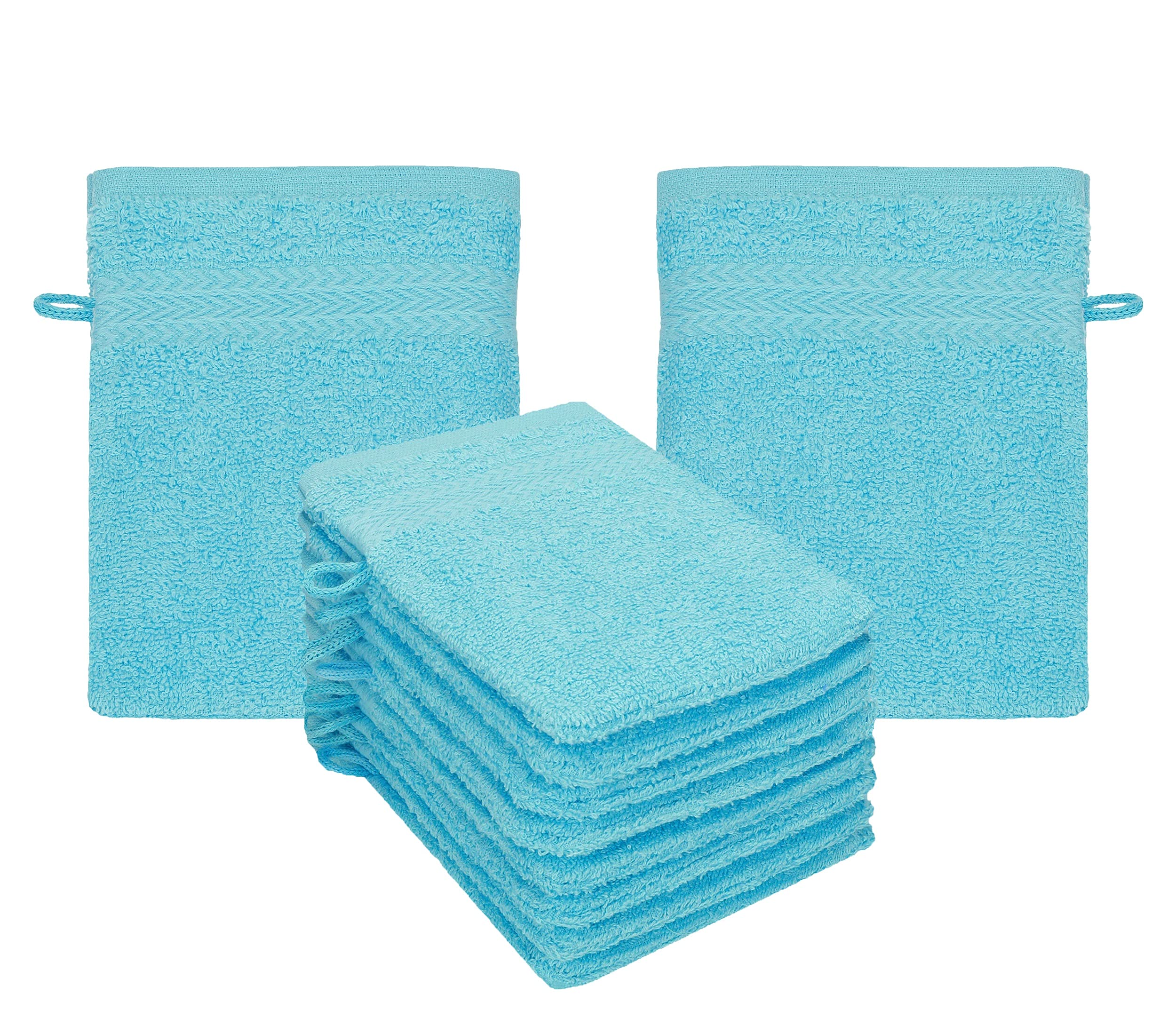 Betz PREMIUM Wash Gloves 10-piece set - terry flannels for face cleaning - made of 100% cotton - baby wash mitt colour turquoise