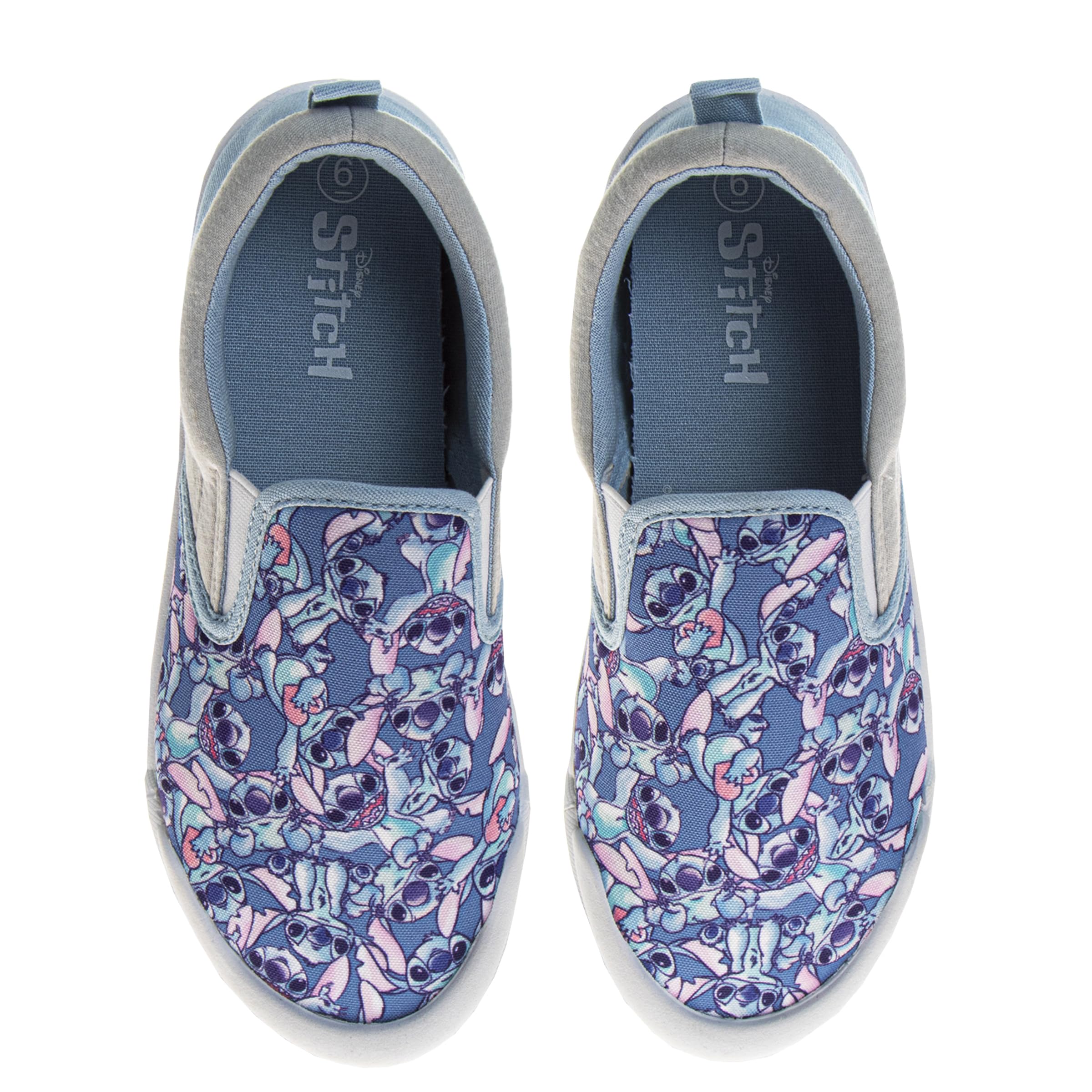 Photo 1 of Disney Lilo and Stitch Lowtop Sneakers - Women Stitch Low Top Shoes Slipon Closure Cushioned Lightweight - Blue (Size 8 Adults)