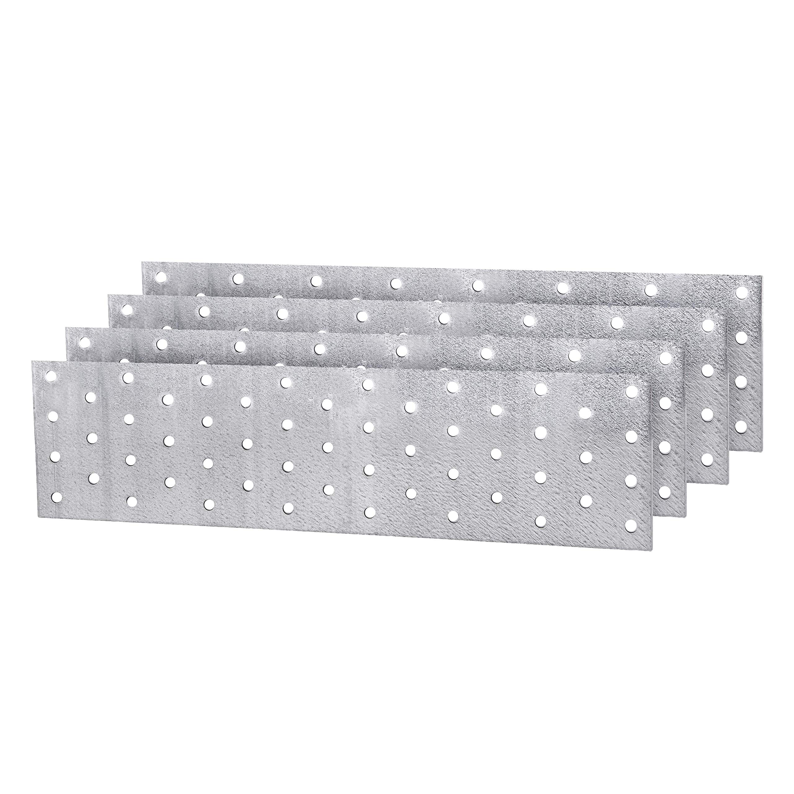 (Pack of 4 pcs) Steel Flat Mending Connector Joining Plate 80 x 300 x 2 mm (4, No Screws)