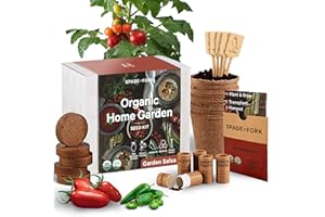 SPADE TO FORK Organic Indoor Salsa Garden Starter Kit - Made in USA - Certified USDA Organic - 5 Seed Types San Marzano & Cherry Tomato, Jalapeño, Cilantro, Green Onion - Potting Soil, Indoor Herb Garden Kit