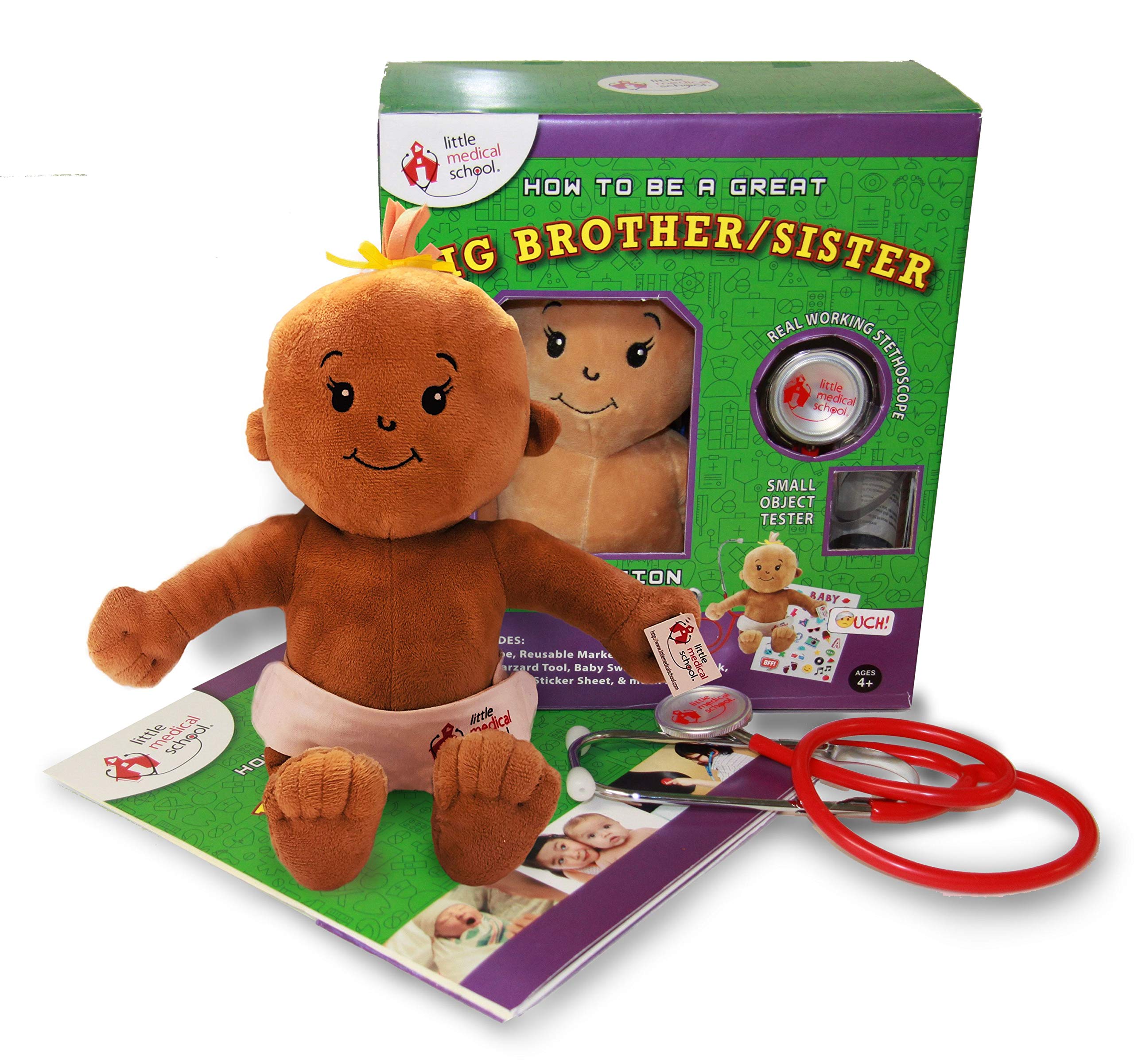 Little Medical School How to Be A Great Sibling Kit - Includes Plush Baby Doll, Real Stethoscope, Ch