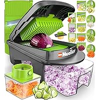 Mueller Pro-Series All-in-One, 12 Blade Vegetable Chopper, Mandoline Slicer for Kitchen, Vegetable Slicer and Spiralizer, Cut