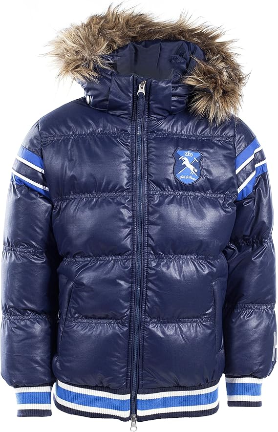 navy padded coat with hood