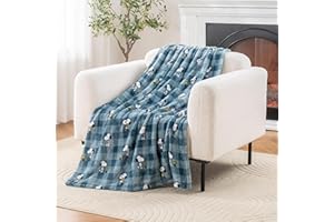 Berkshire Blanket Peanuts® VelvetLoft® Cute Character Snoopy Plush Throw Blanket,Peanuts Snoopy Everyday Buffalo Plaid Navy Tonal,Throw 55 in x 70 in (Official Peanuts® Product)