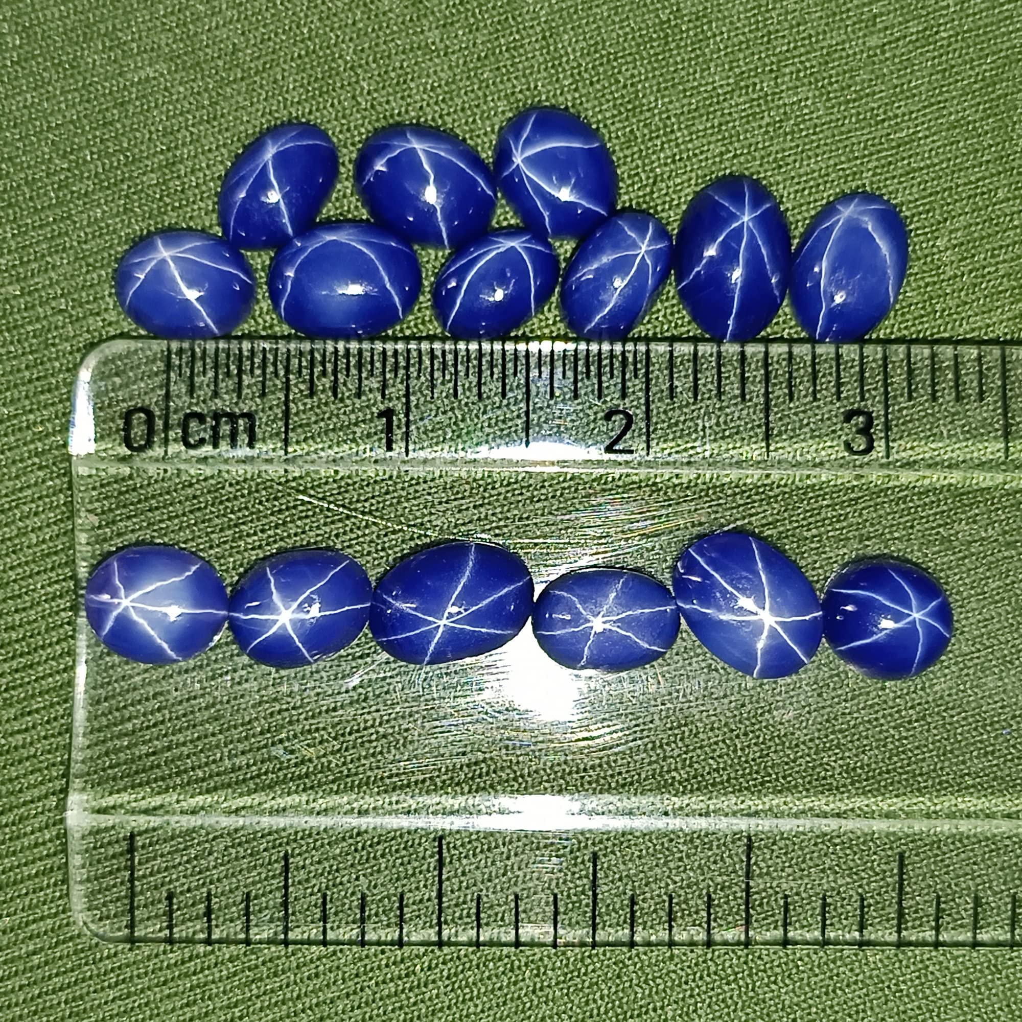 GEMHUB 20 Ct Set of 10 Pcs 6 Rays Precious Star Blue Sapphire Loose Gemstone Beads Oval Cabochon Blue Star Sapphire