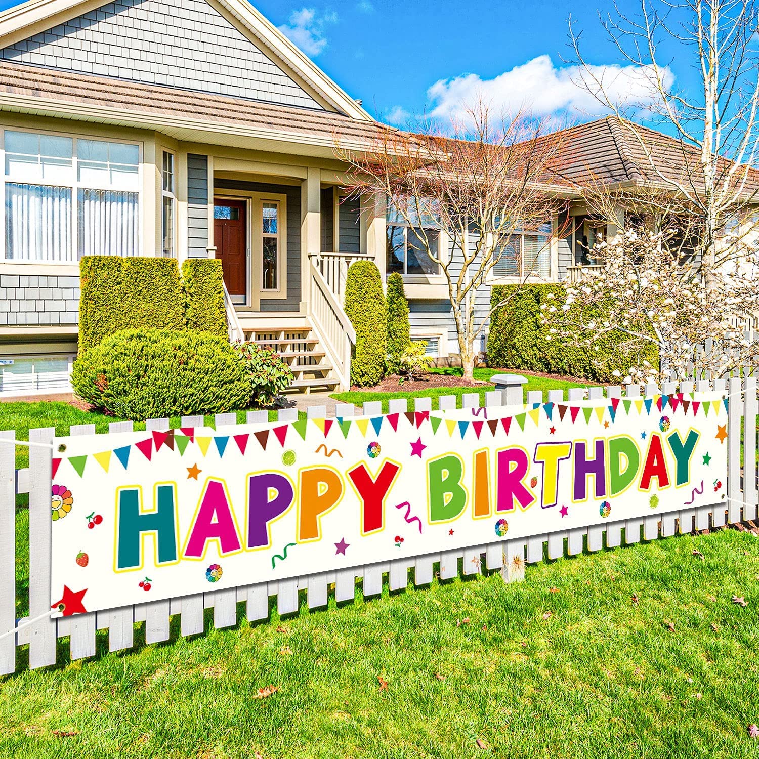 Large Happy Birthday Banner, Colorful Happy Birthday Yard Banner for Girls/Boys, Big Outdoor Banners, Party Decorations sign for Kids/Teenager/Aldults 300 * 50cm