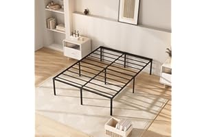 MISAGI Full 14inch Metal Bed Frame No Box Spring Needed, Heavy Duty Metal Platform with Tool Free Setup, Black, Durable, Suitable for Bedroom, Full