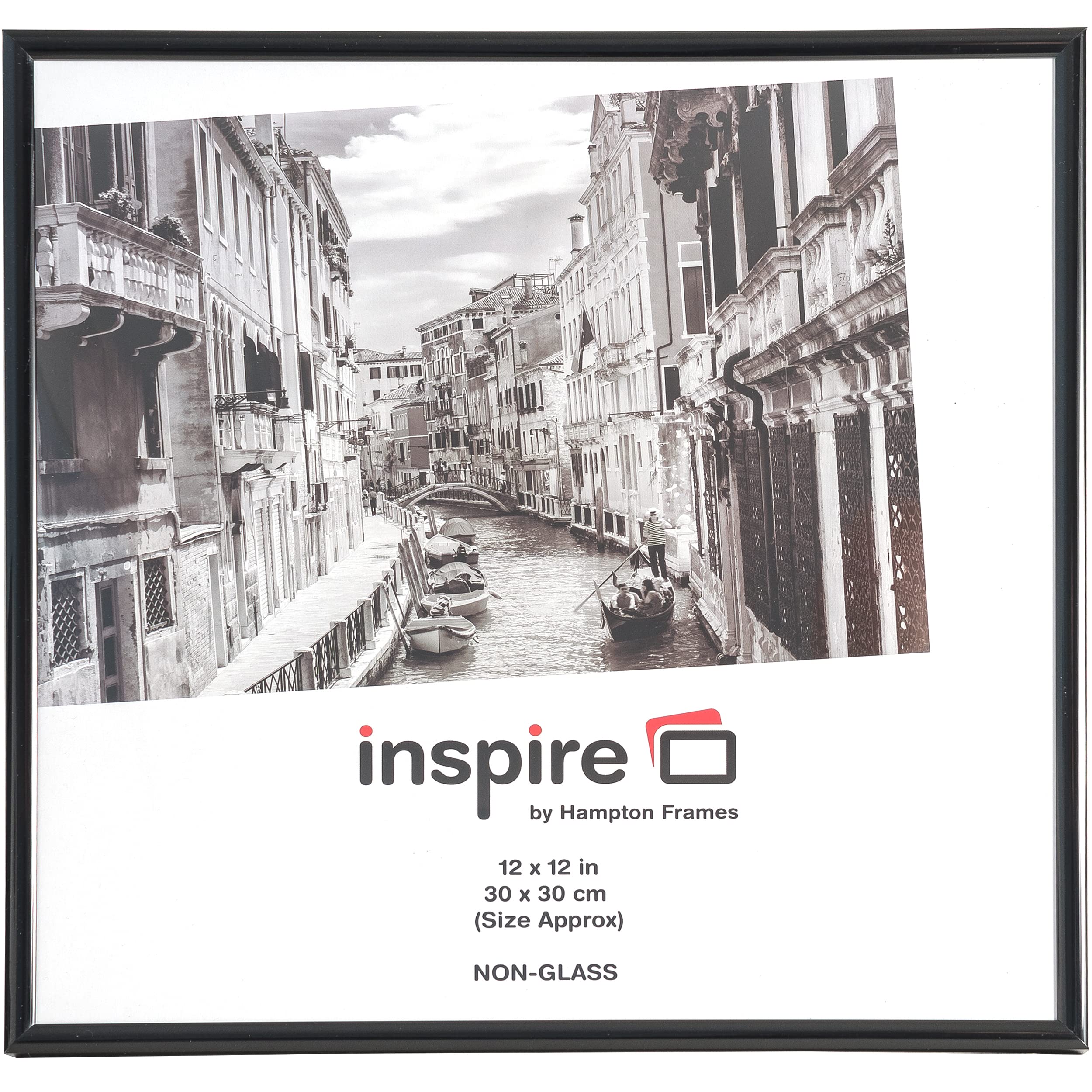 Hampton Frames BACKLOADER 12x12 (30x30cm) Black Picture Poster Photo Certificate Display Frame - 1 PACK Acrylic (Non-Glass) Front BLR1212BKPX-1PK