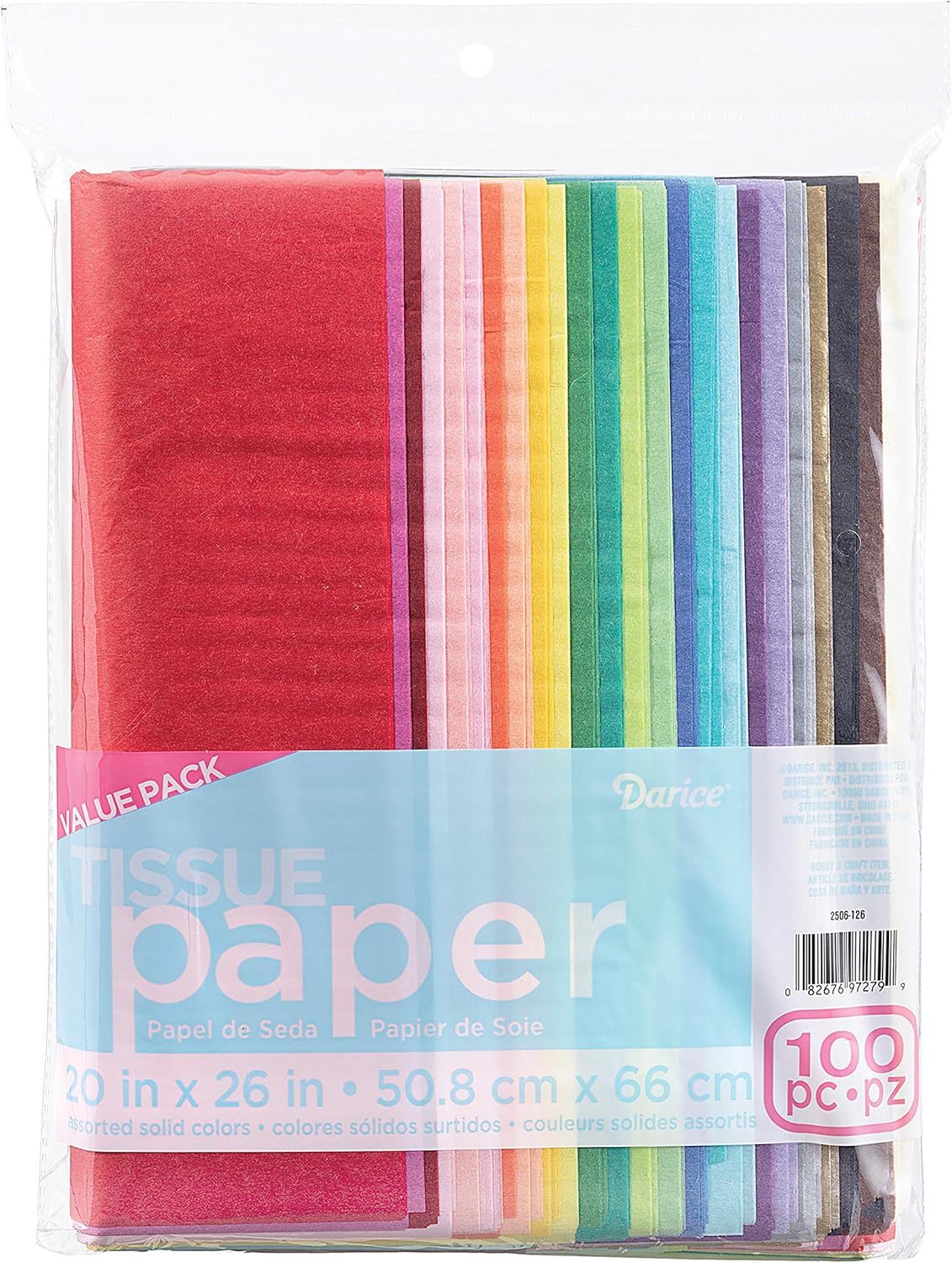 Darice 100-Piece Premium Quality Tissue Gift Wrapping Paper Crafts, Packing and More, 20 x 26 inches (100 Sheets), Assorted Colors: Arts, Crafts & Sewing
