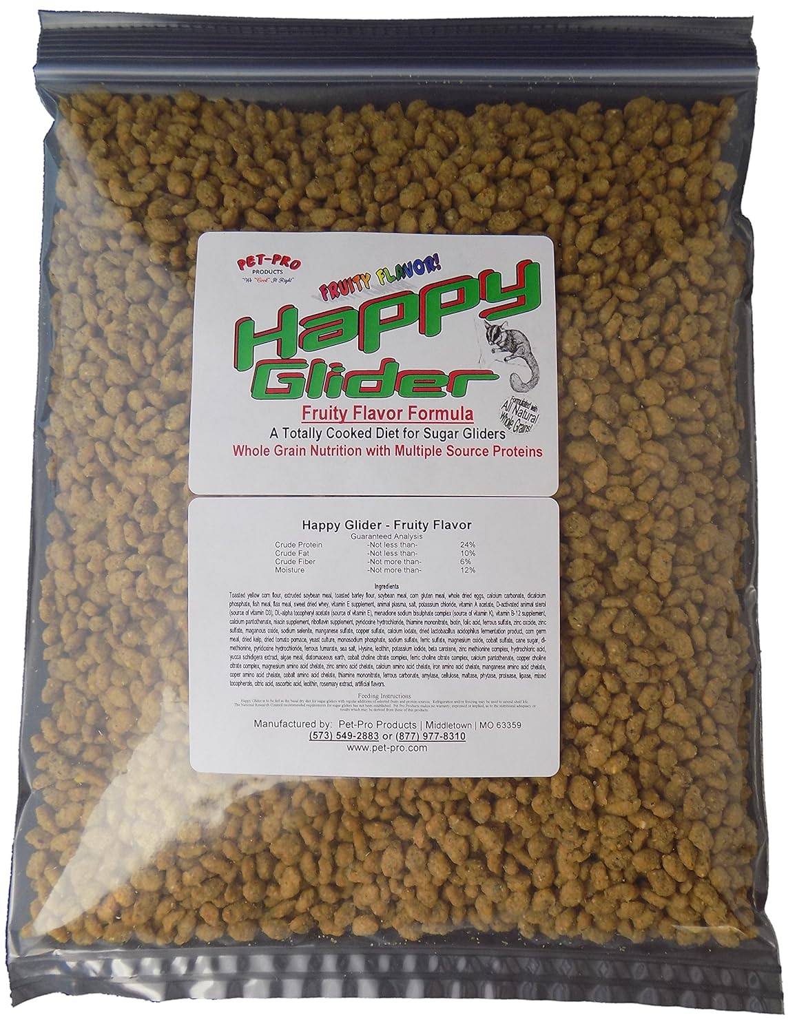 Happy Glider Fruity Flavor Sugar Glider Food 3 lb Pet